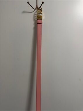 MCM Pink Leather Belt with Gold Buckle